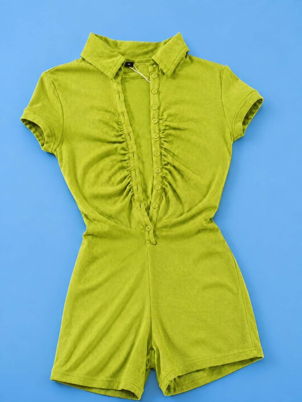 Woman  Lime Green Short Sleeve Romper